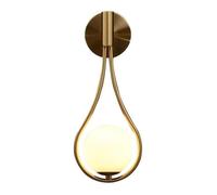 Aplique de pared moderno de cristal con forma de globo: lámpara de noche LED de latón y cristal for sala de estar, hotel, cafetería y restaurante.