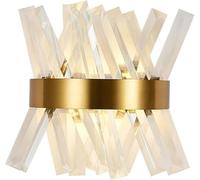 Aplique de Pared Moderno de Cristal K5 - Iluminación LED de Interior de Acero Inoxidable con Acabado D, Montaje Empotrado para Sala de Estar, Comedor y Dormitorio - Paquete de 2