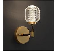 Aplique De Pared Moderno De Cristal, Lámpara De Pared Decorativa para Mesita De Noche, Aplique Led Dorado con Acabado De Latón Cepillado Y Pantalla De Globo De Cristal Gold