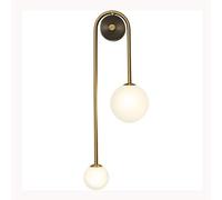 Aplique de pared moderno de latón de mediados de siglo, de dos luces y con esferas de vidrio esmerilado, aplique de pared largo de cobre dorado, iluminación vertical minimalista para dormitorio, sala