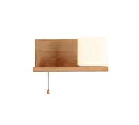 Aplique de Pared Moderno de Madera con Interruptor - Lámpara de mesita de Noche con Pantalla de Cristal para Dormitorio y Sala de Estar - Elegante Aplique de Pared, iluminación Decorativa pa