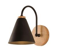 Aplique de Pared Moderno de Madera y Hierro - Lámpara de Pared E27 para mesita de Noche, Pasillo, Sala de Estar y Dormitorio | Paquete de 1/2