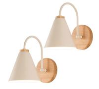 Aplique de Pared Moderno de Madera y Hierro - Lámpara de Pared E27 para mesita de Noche, Pasillo, Sala de Estar y Dormitorio | Paquete de 1/2