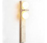 Aplique de pared moderno de travertino, lámpara de pared de piedra natural, globo de cristal blanco, aplique LED para pasillo, entrada, sala de estar, vestíbulo, estilo art déco, luminaria minimalista