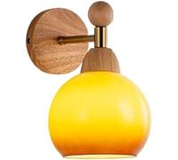 Aplique de Pared Moderno Interior de Mediados de Siglo con Pantalla de Globo de Vidrio de Leche Vintage for Accesorio de iluminación de Dormitorio Fácil instalación(Orange Glass Log)