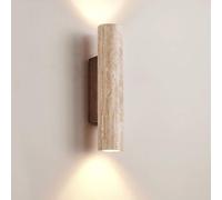 Aplique de Pared Moderno Lineal Largo de Mármol, Doble Luz Cilíndrica, para Interiores, con Iluminación Ascendente Y Descendente, Estilo Vintage de Mediados de Siglo, con Soporte de Piedra, de Lujo.