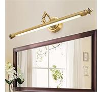 Aplique de pared moderno , Luz de espejo Espejo simple Luces delanteras Lujo Todo cobre Acrílico Villa Hogar Tocador impermeable Tocador Maquillaje Lámpara LED dorada Lámpara de espejo Decoración de c