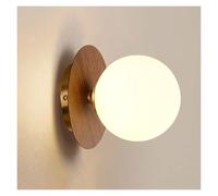 Aplique de pared moderno y sencillo con acabado de madera, estilo nórdico, con base de globo G9, elegante decoración LED para dormitorio, mesita de noche, pasillo o cualquier otra estancia (nogal).