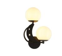 Aplique de pared Moon and Star, moderno aplique de tocador de 2 luces con pantallas de globo esmeriladas, lámpara nórdica para habitación de niños, dormitorio, guardería, pasillo, base G9, acabado
