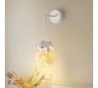 Aplique de Pared Moon Blanco, lámpara Colgante Moderna para habitación Infantil con Pantalla de Resina, lámpara G9 Ajustable para Dormitorio de niña, Apliques Decorativos para mesita de Noche.