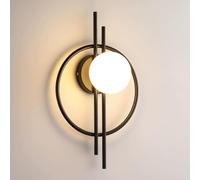 Aplique de Pared nórdico LED, lámpara de Pared con Globo Blanco de 5 W, con cableado, Luces de Pared Modernas con Bola acrílica para Dormitorio, Sala de Estar, escaleras y Pasillo (Negro)
