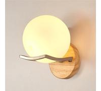 Aplique de Pared nórdico Moderno de Madera con Pantalla de Vidrio de 1 luz para Dormitorio, Sala de Estar, Cocina, Isla, Comedor, Pasillo, lámpara de Pared con Base E26/E27