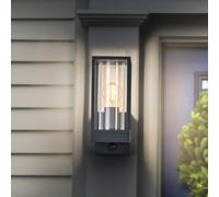 OSRAM Aplique de pared LED Endura Classic Frame, casquillo E27, sensor PIR, IP44, aluminio gris oscuro, cristal