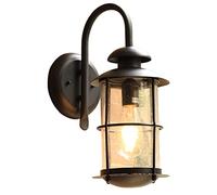 Aplique de Pared para Exterior de una luz, lámpara de Pared Negra con Cristal de semilla, Resistente al Agua, para Garaje y Puerta de Entrada.