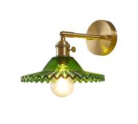 Aplique de Pared para Interiores, iluminación de Aplique con Vidrio Plisado Verde, Accesorios de tocador Modernos para baño, Dormitorio, Sala de Estar, Escalera, Pasillo