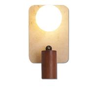 Aplique de Pared Rectangular de travertino y Madera con Globo, lámpara de Pared Moderna, lámpara de Noche de Piedra Natural, iluminación Minimalista con Pantalla de Vidrio Esmerilado, para s