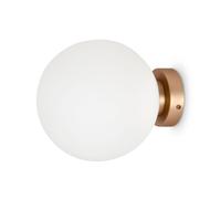 Aplique De Pared Redondo D: 20 Cm En Oro Blanco Vidrio Metal E14 Baño