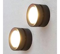 Aplique de pared redondo para exteriores, plegable hacia abajo, 90°, gira hacia la izquierda, derecha, 350°, lámpara de pared de aluminio negro, acrílico, resistente al óxido, IP65, resistente al