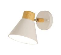 Aplique de pared retro para mesita de noche, aplique de pared de metal blanco con lámpara de madera, lámparas de pared ajustables a 180°, accesorio de iluminación E27, apliques de macarrón nórdic