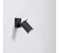 SOLLUX lighting Ring 1 Foco Lámpara De Pared | Diseño Minimalista Y Moderno, Brazo Ajustable Y Dirección De La Luz | Bombilla GU10 Reemplazable, 1 x 40 W | Acero, Negro, 8x16x8 cm