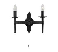 Aplique De Pared Rústico Antiguo 2FL Hierro Macizo Con Interruptor De Cuerda