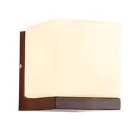 Aplique de Pared Vidrio Cuadrado Minimalista, Aplique Madera Estilo francés, lámpara un Solo Cabezal empotrada, comedores, Estudios, mesita Noche, Accesorios iluminación montados