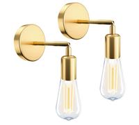 Aplique de Pared Vintage, 2 piezas Retro Hierro Forjado Lámpara de Pared E27 Lámpara de noche para Sala de Estar, Dormitorio, Cuarto de baño, oro