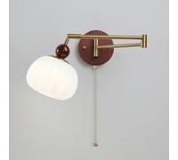 Aplique de pared vintage con brazo oscilante, enchufable, de mediados de siglo, estilo granja, con cadena de tracción, luz de lectura montada en la pared, lámpara de pared antigua con cableado para do