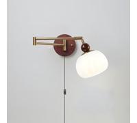 Aplique de pared vintage con brazo oscilante, enchufable, de mediados de siglo, estilo granja, con cadena de tracción, luz de lectura montada en la pared, lámpara de pared antigua con cableado para do