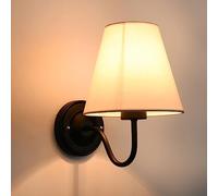 Aplique de Pared Vintage con Pantallas de Tela, Estilo rústico de Granja en Blanco y Negro, lámpara de Lectura nórdica para mesita de Noche, Aplique de Pared metálico E27 para Interiores, para do