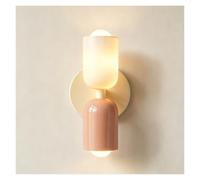 Aplique de pared vintage de doble cabezal, lámpara de pared de metal, lámpara de pared for dormitorio, pasillo, baño, iluminación de pared interior y exterior, decoración del hogar(Beige+Pink)