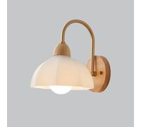 Aplique de pared vintage de vidrio lechoso para dormitorio infantil, pantalla de flores, lámpara de pared rústica de madera, lámpara de pared moderna nórdica de cuello de cisne para mesita de noche, s