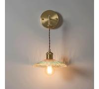 Aplique de Pared Vintage de Vidrio Plisado Colorido, Brazo de Metal Dorado Ajustable a 180°, Lámpara de Pared Retro con Pantalla de Vidrio Acanalado, Accesorio de Mediados de Siglo para Dormitorio, Sa