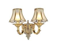 Aplique de Pared Vintage latón Doble Cabeza, lámpara Pantalla Vidrio E14, iluminación clásica cabecera for Dormitorio, Sala Estar, Pasillo, decoración, Elegante Acento for el hogar(Double Head)