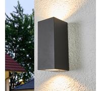Aplique de pared Xava de Lucande, arriba/abajo, antracita, 2 luces, GU10