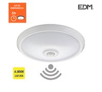 Aplique led de superficie con sensor y luz de emergencia ip20 16w 30 leds 4000k luz dia edm