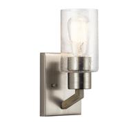 Aplique De Vidrio Y Metal H: 25,5 Cm En Plata Gris Antiguo Moderno