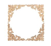 Aplique decorativo floral tallado en madera de roble, 4 unidades, Small