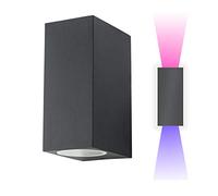 Aplique doble haz juegos luz LED colores RGB RGBW lámpara pared exterior estanca GU10