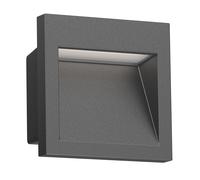 ledscom.de Aplique empotrable LED NOLA, downlight para exteriores, IP54, antracita mate, 90 x 90mm, blanco cálido