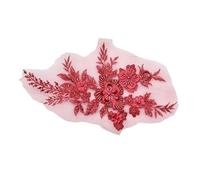 Aplique Encaje Cuentas 4 unids/lote de parches encaje bordado con cuentas, apliques flores, chaqueta, vestido boda, ropa, accesorios decorativos DIY Aplique Cuentas Vestido(Color 6)