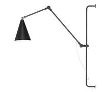 Aplique Enchufe Cable 78,5 CM Alto Metal E27 Brazo Móvil Negro Luz de Pared