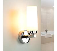 Aplique estrecho baño, aplique baño pared, en cromo, metal, cristal, luz espejo, bajo deslumbramiento, E14, H:22 cm, luz difusa, lámpara baño