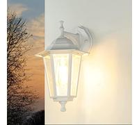 Aplique exterior aluminio vidrio blanco IP44 patio jardín H:36 cm E27 hasta 60 W rústico farol nostálgico lámpara de pared exterior balcón PARIS
