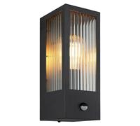 Aplique exterior con sensor Gundula Cristal (60 W, L x An x Al: 12 x 14 x 32 cm, Negro, Negro)
