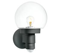 Steinel L 115 S Lámpara de pared para exteriores, en color antracita, con sensor de movimiento de 240°, alcance de 12 metros y luz básica, continua y suave