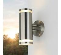 Aplique exterior de acero inoxidable LED GU10 doble altura 23 cm IP44 3000 K 700 lm moderno luz arriba y abajo para terraza y balcón