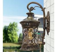 Aplique exterior de montaje en pared de campo americano Lámpara de pared externa impermeable de granero de granja Linterna de soporte de aluminio fundido a presión con pantalla de vidrio transparente