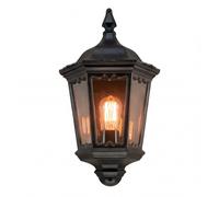 Aplique Exterior De Vidrio Metal Negro IP43 B:26 cm E27 Lámpara Exterior Rústica