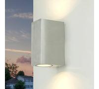 Aplique exterior GU10, Up Down luz exterior, plata, IP44, resistente a la intemperie, W:6.8 cm, 2 luces, casa, terraza, balcón, moderno, lámpara de pared exterior